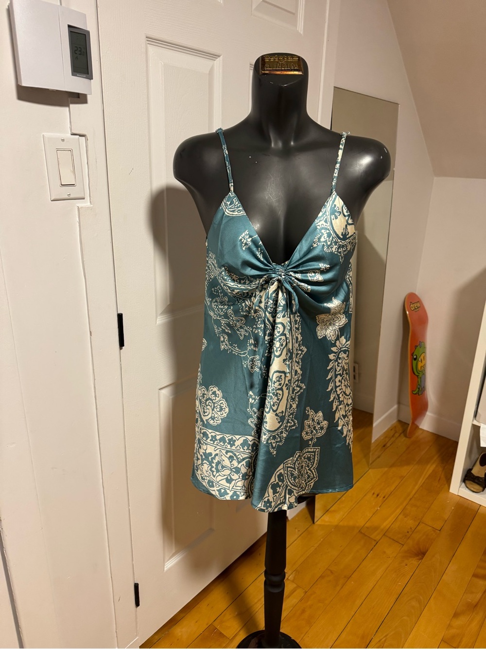 Teal Paisley Slip Dress